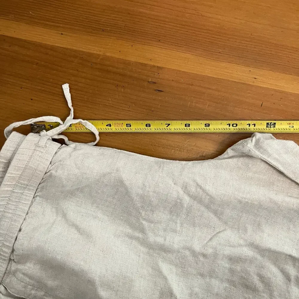 Talbots Women's Linen Wide Leg Drawstring‎ Pull On Pants Cream 14 Petite Pockets